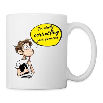 Je corrige silencieusement votre grammaire. garçon - Mug blanc - blanc - Droite