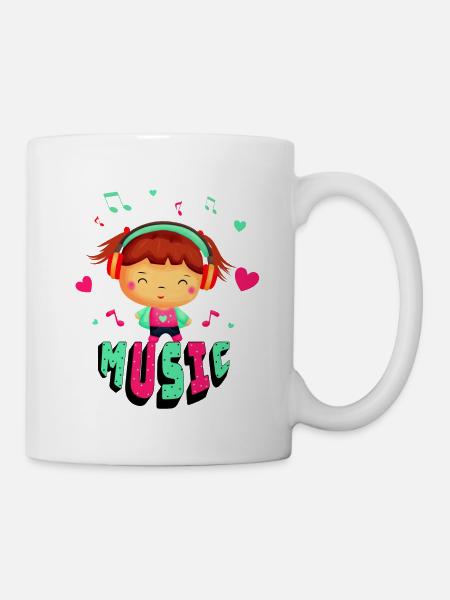 Little girl with music - Mug - white