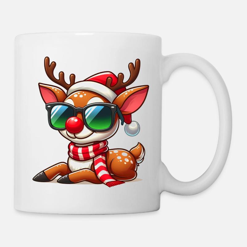 Christmas Reindeer with Red Nose - Mug - white