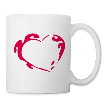 I Love Music Liebe Notenschlüssel Note Feuer Herz - Tasse - Weiß - Rechts