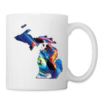 Michigan (États-Unis) | Drapeau réel | Carte des drapeaux - Mug blanc - blanc - Droite