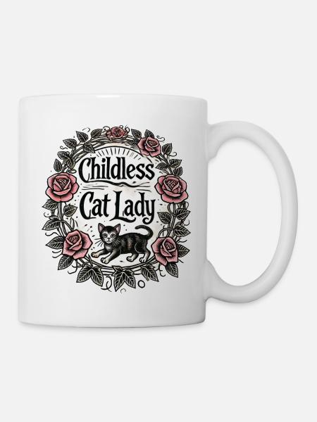 Kinderlose Katzendame - Tasse - Weiß