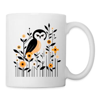 Florale Eule - Tasse - Weiß - Rechts