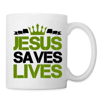 jesus saves lives - Tasse - Weiß - Rechts