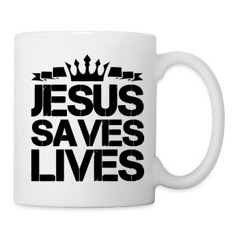 jesus saves lives - Tasse - Weiß - Rechts