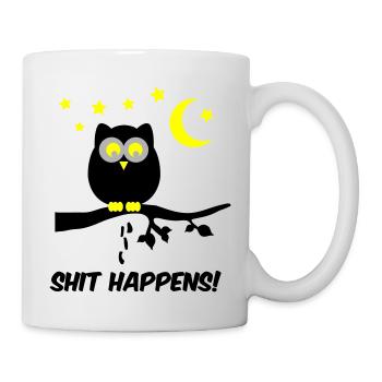 eule shit happens 02 - Tasse - Weiß - Rechts