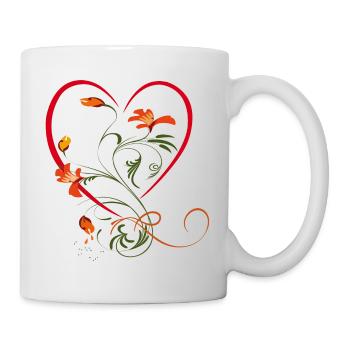Coeur avec vrille florale - Mug blanc - blanc - Droite