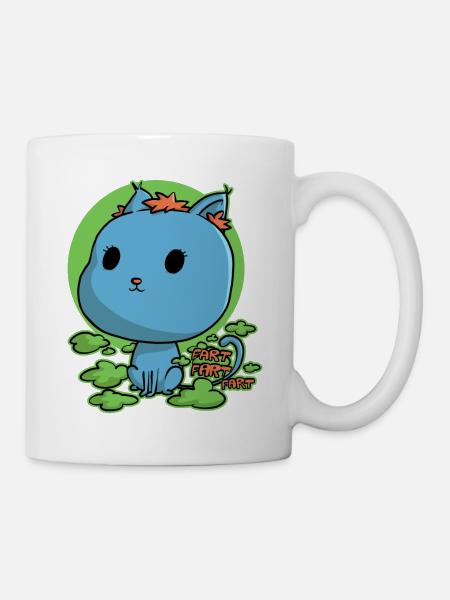 Chaton kawaii, mais qui pète - Mug blanc - blanc
