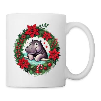 Weihnachts-Nilpferd - Tasse - Weiß - Rechts