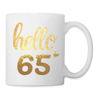 Hello 65 doré - Mug blanc - blanc - Droite