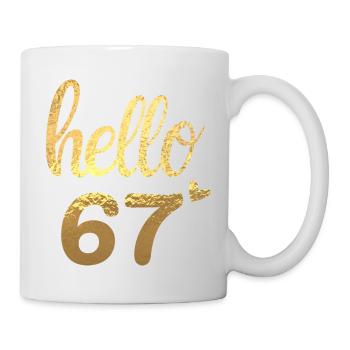 Hello 67 doré - Mug blanc - blanc - Droite