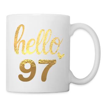 Hello 97 doré - Mug blanc - blanc - Droite