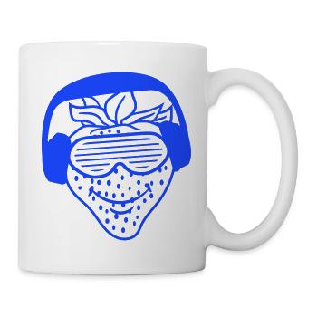 Strawberry DJ Fruit Face Grins Party Club Music - Mug - white - Right