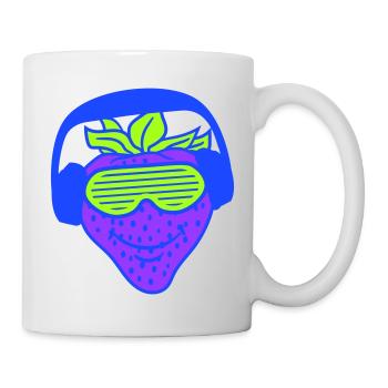 Strawberry DJ Fruit Face Grins Party Club Music - Mug - white - Right