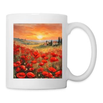 Poppies Landscape Tuscany Flowers Nature - Mug - white - Right