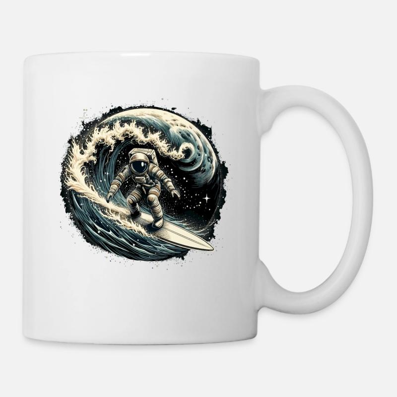 Astronaut Surft Wellenreiter Surfen Geschenk - Tasse - Weiß