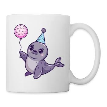 Robbe Tier Geburtstag Baby - Tasse - Weiß - Rechts
