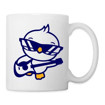 Chick Bird Duck Playing Guitar Music Guitarist - Mug - white - Right