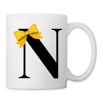 Lettre n nœud jaune - Mug blanc - blanc - Droite