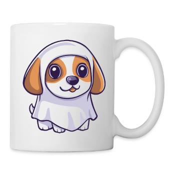 Beagle Hund Halloween Comic Geist - Tasse - Weiß - Rechts