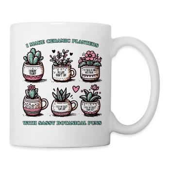 Keramik Pflanzgefäße - Tasse - Weiß - Rechts