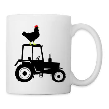 Rooster Silhouette Tractor - Mug - white - Right