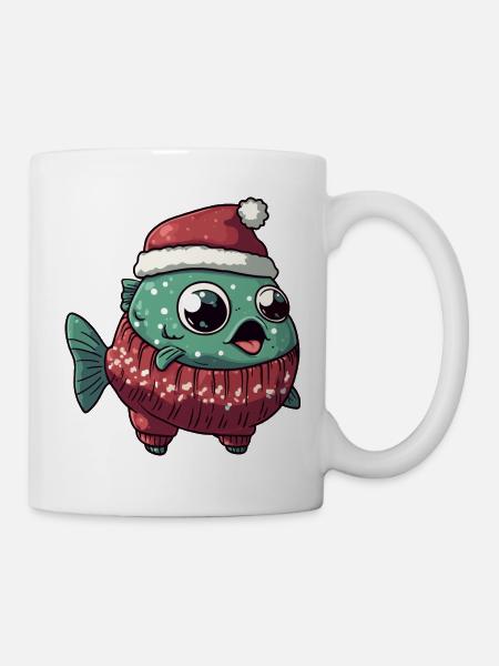 Piranha Fische Weihnachten Comic - Tasse - Weiß