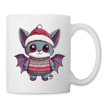 Fledermaus Weihnachten Comic - Tasse - Weiß - Rechts
