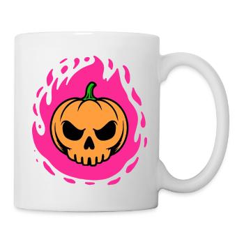 Pumpkin Skull in Pink Flames - Mug - white - Right