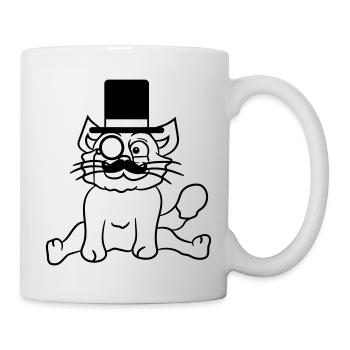 Sir Cat Gentleman Chapeau haut de forme Monocle Rich Gentleman - Mug blanc - blanc - Droite