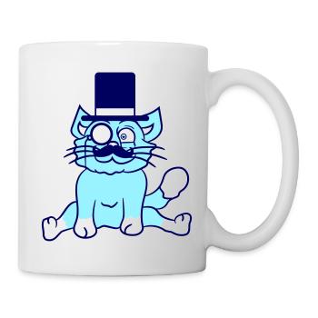 Sir Cat Gentleman Chapeau haut de forme Monocle Rich Gentleman - Mug blanc - blanc - Droite