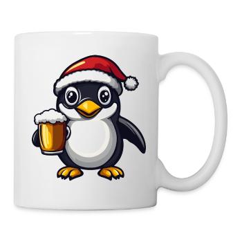 Pinguin Bier Xmas Weihnachten - Tasse - Weiß - Rechts