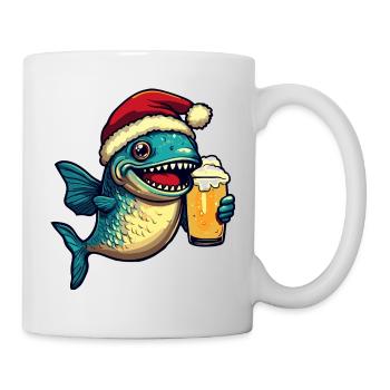 Piranha Poisson Bière Noël - Mug blanc - blanc - Droite
