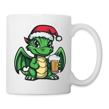 Drache Bier Xmas Weihnachten - Tasse - Weiß - Rechts