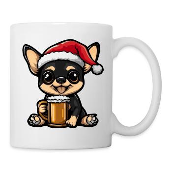 Chihuahua Hund Bier Xmas Weihnachten - Tasse - Weiß - Rechts