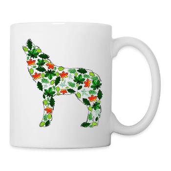 Loup en feuilles - Mug blanc - blanc - Droite