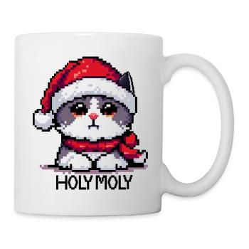 Kitten with Santa Hat Pixel Art - Mug - white - Right
