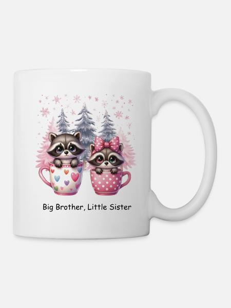 Großer Bruder, kleine Schwester Waschbären - Tasse - Weiß