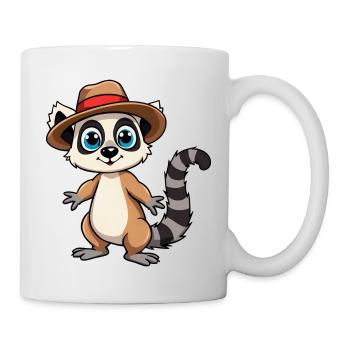 Raton laveur mignon avec chapeau rayé - Mug blanc - blanc - Droite