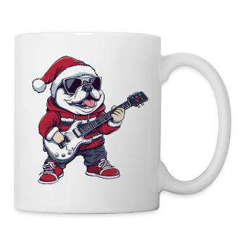 Bulldog Hund Weihnachten Rocker Gitarre - Tasse - Weiß - Rechts