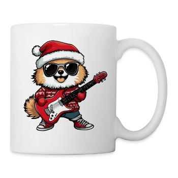 Pomeranian Hund Weihnachten Rocker Gitarre - Tasse - Weiß - Rechts