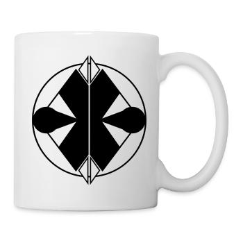 Abstraktes schwarzes Logo – minimalistische Eleganz - Tasse - Weiß - Rechts