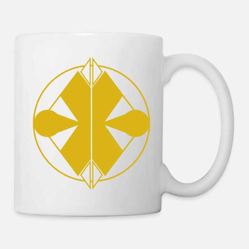 Abstraktes gelbes Logo – Geometrischer Minimalismus - Tasse - Weiß