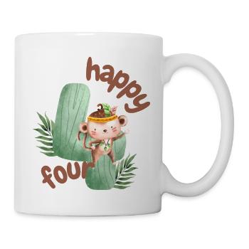 Happy Four Affe Safari - Tasse - Weiß - Rechts