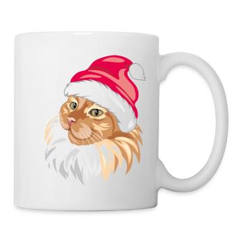 Cute proud ginger cat in Santa hat - Mug - white - Right