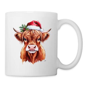 Christmas Cow, Highland, Highland Cattle - Mug - white - Right