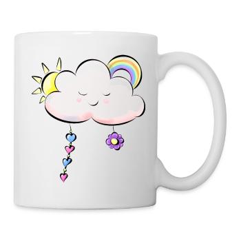 rosa Wölkchen - Tasse - Weiß - Rechts
