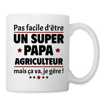 Pas facile super papa agriculteur, fête des pères - Mug blanc - blanc - Droite