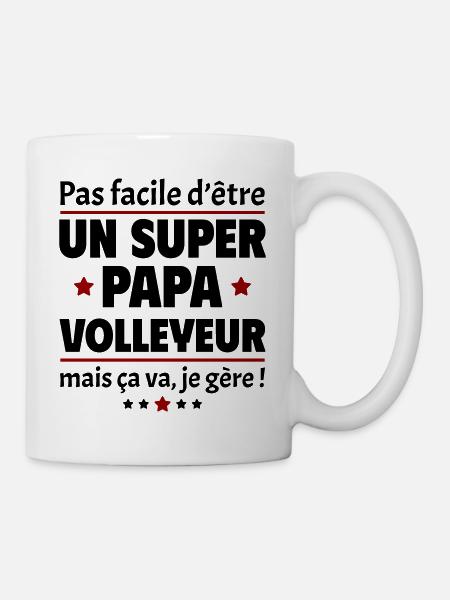 Pas facile super papa volleyeur, fête des pères - Mug blanc - blanc