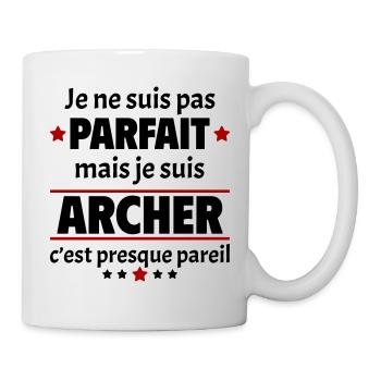 Pas parfait mais archer, fête des pères, noël - Mug blanc - blanc - Droite